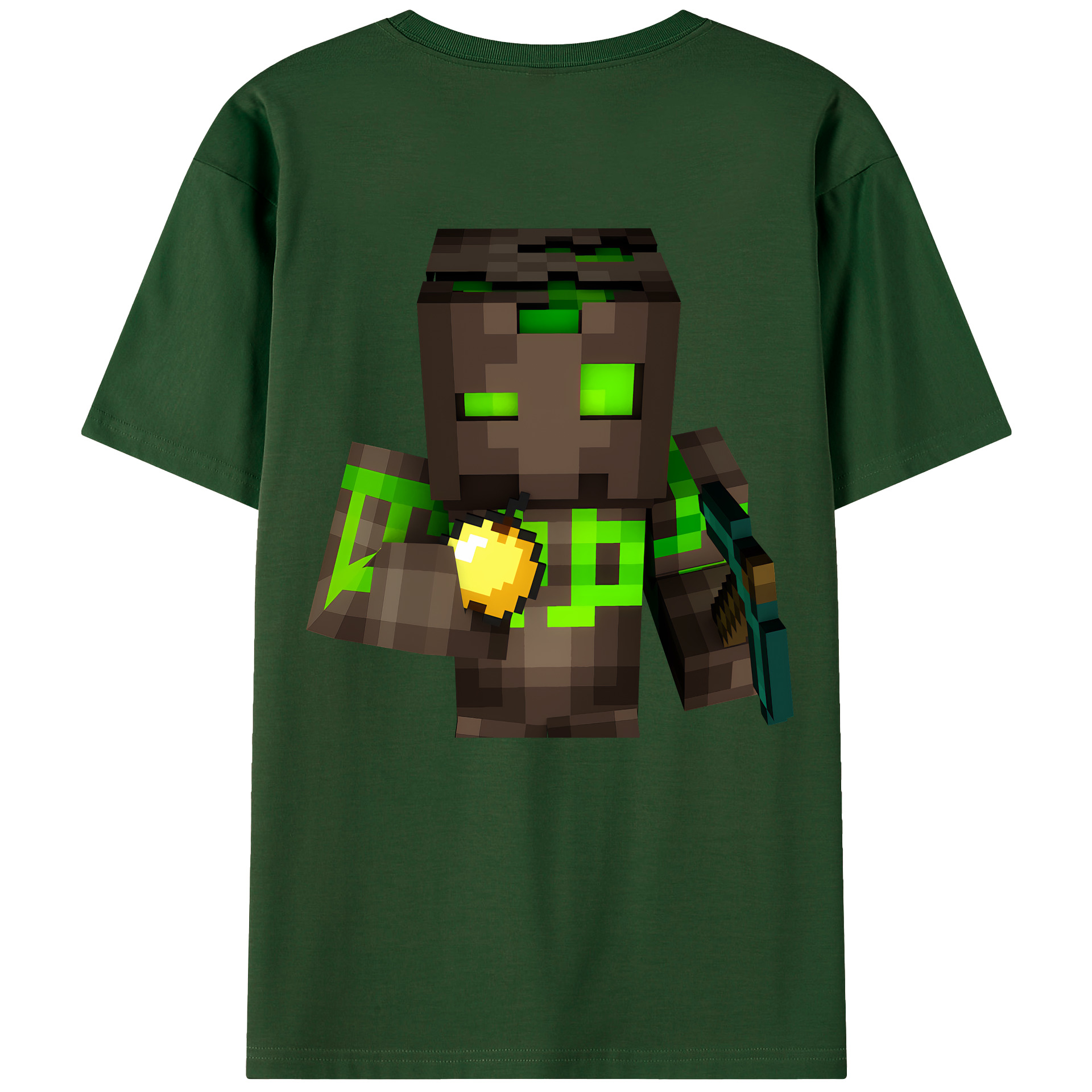 （画像用） マインクラフト ブロックの世界 Minecraft MC Block world 綿100％半袖Tシャツ（背面プリント）